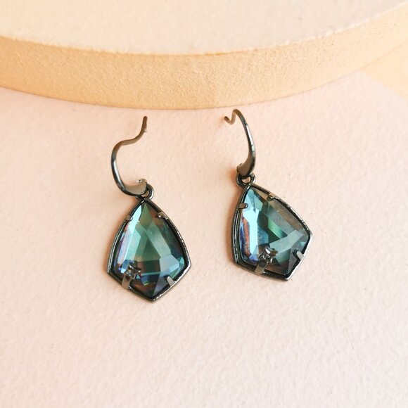 Alicia Bonnie Jewelry - Alicia Bonnie - Miley Light Gray Dichroic Glass Gunmetal Black Drop Earrings - N